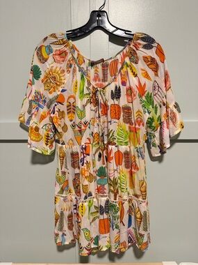 RUBYYAYA Multicolor Floral Boho Tie-Front Tunic